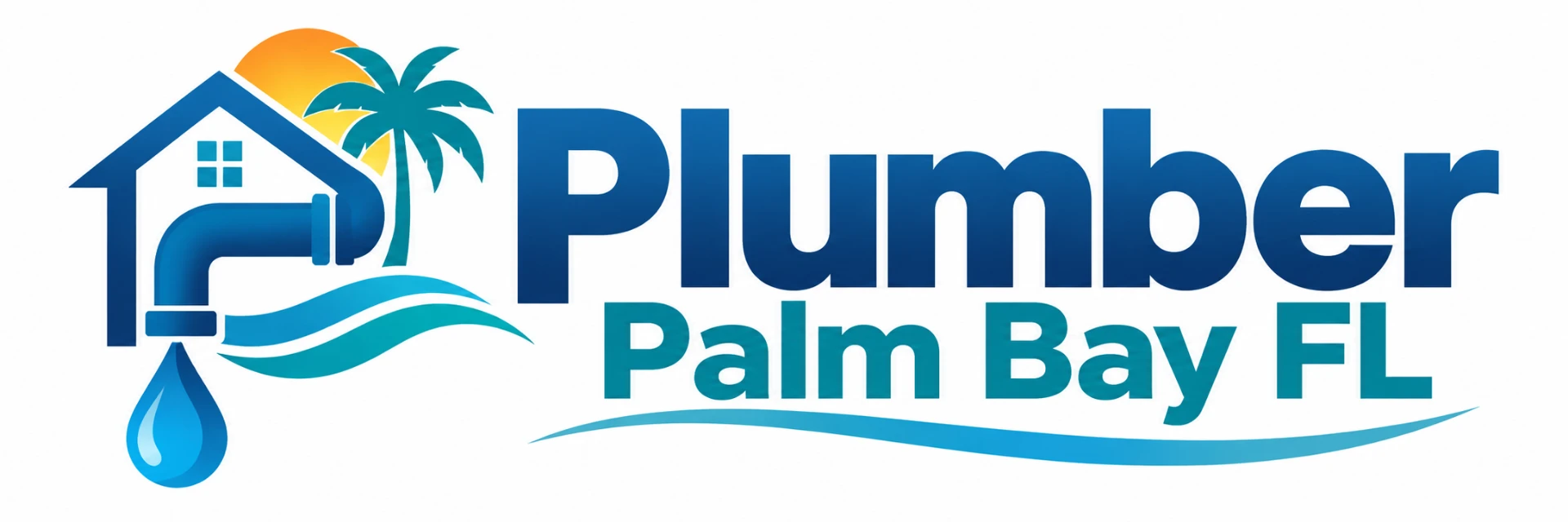 Plumber Palm Bay FL logo with house, palm tree and water drop